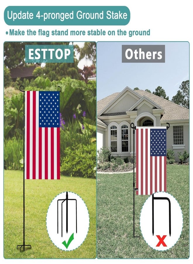 حامل عمود علم الحديقة شديد التحمل ذو 4 شوكات من ESTTOP - قاعدة علم خارجية مقاومة للعوامل الجوية للحديقة والفناء لأعلام المنازل مقاس 12 × 18 بوصة، حامل عمود علم أرضي للزينة في جميع الفصول (العلم غير متضمن) - Image 4